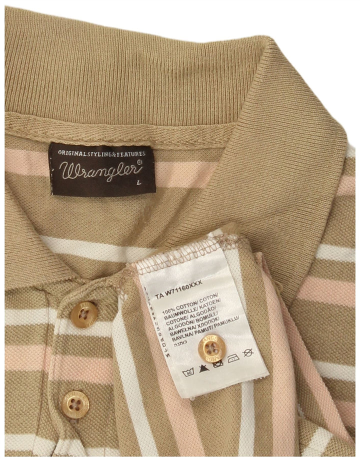 Wrangler Herren-Poloshirt, groß, Khaki, gestreift, Baumwolle