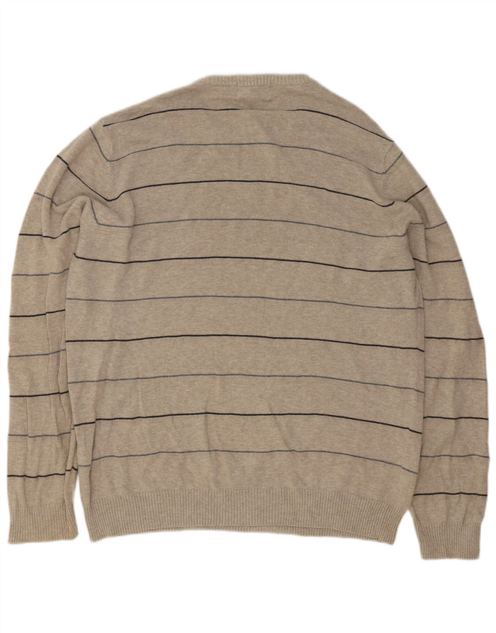 Blue Harbor Herren-Pullover mit Rundhalsausschnitt, groß, beige, gestreift, Baumwolle