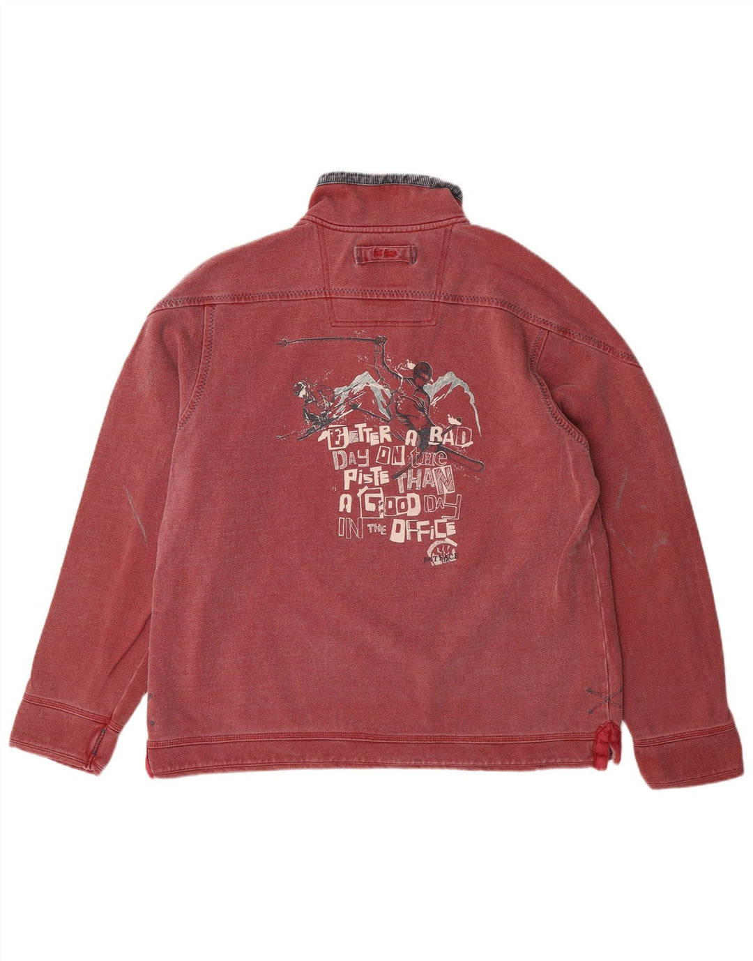 FAT FACE Herren-Sweatshirt mit grafischem Reißverschluss am Hals, mittelrote Baumwolle