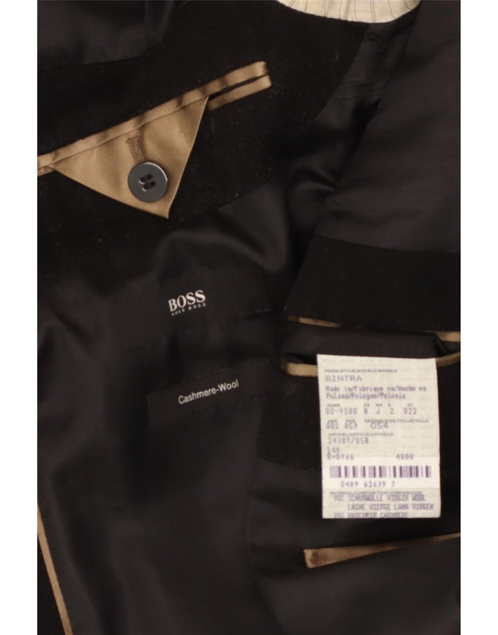 Hugo Boss Herrenmantel IT 54 2XL Schwarze Schurwolle