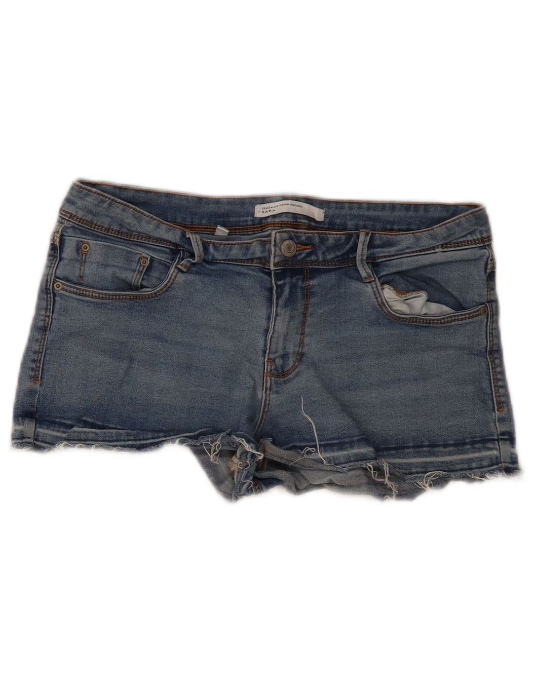 Zara Damen Denim Hotpants EU 42 Large W32 Blau