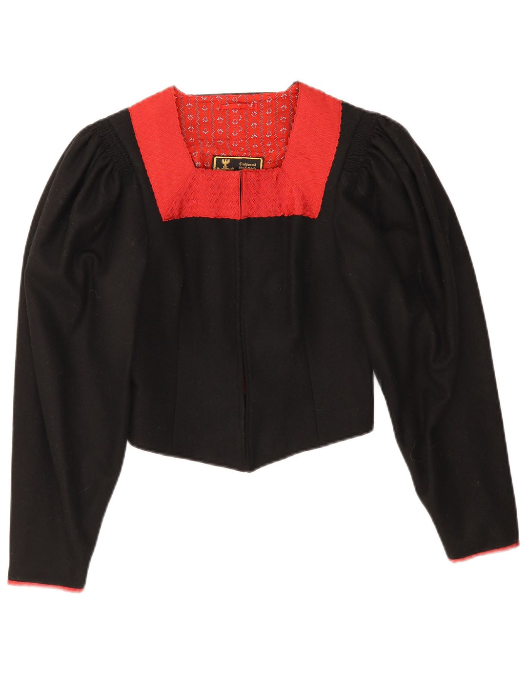 Vintage Damen Trachten Bolero Jacke EU 38 Mittelschwarz Farbblock
