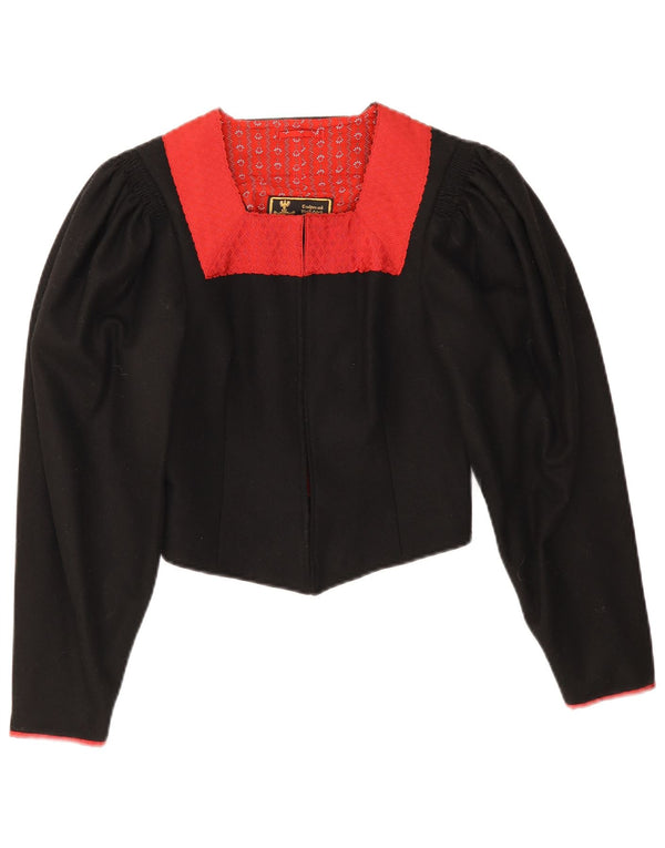 Vintage Damen Trachten Bolero Jacke EU 38 Mittelschwarz Farbblock