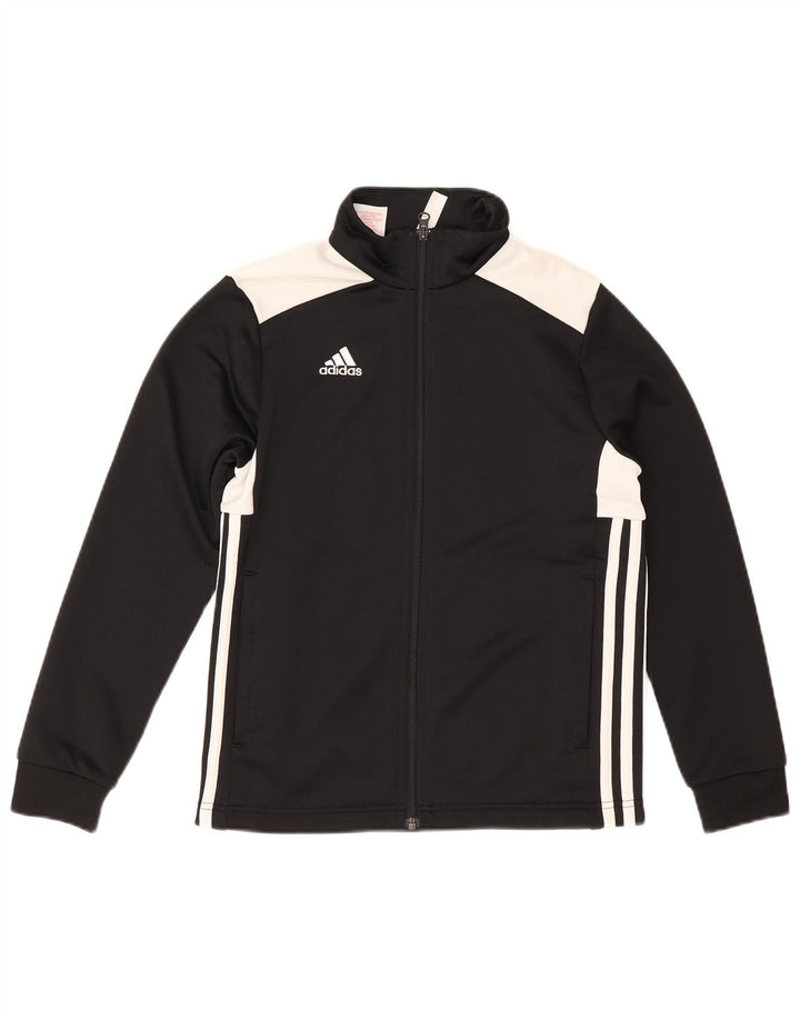 Adidas Jungen-Trainingsanzug-Top-Jacke, 11–12 Jahre, schwarzes Colourblock-Polyester