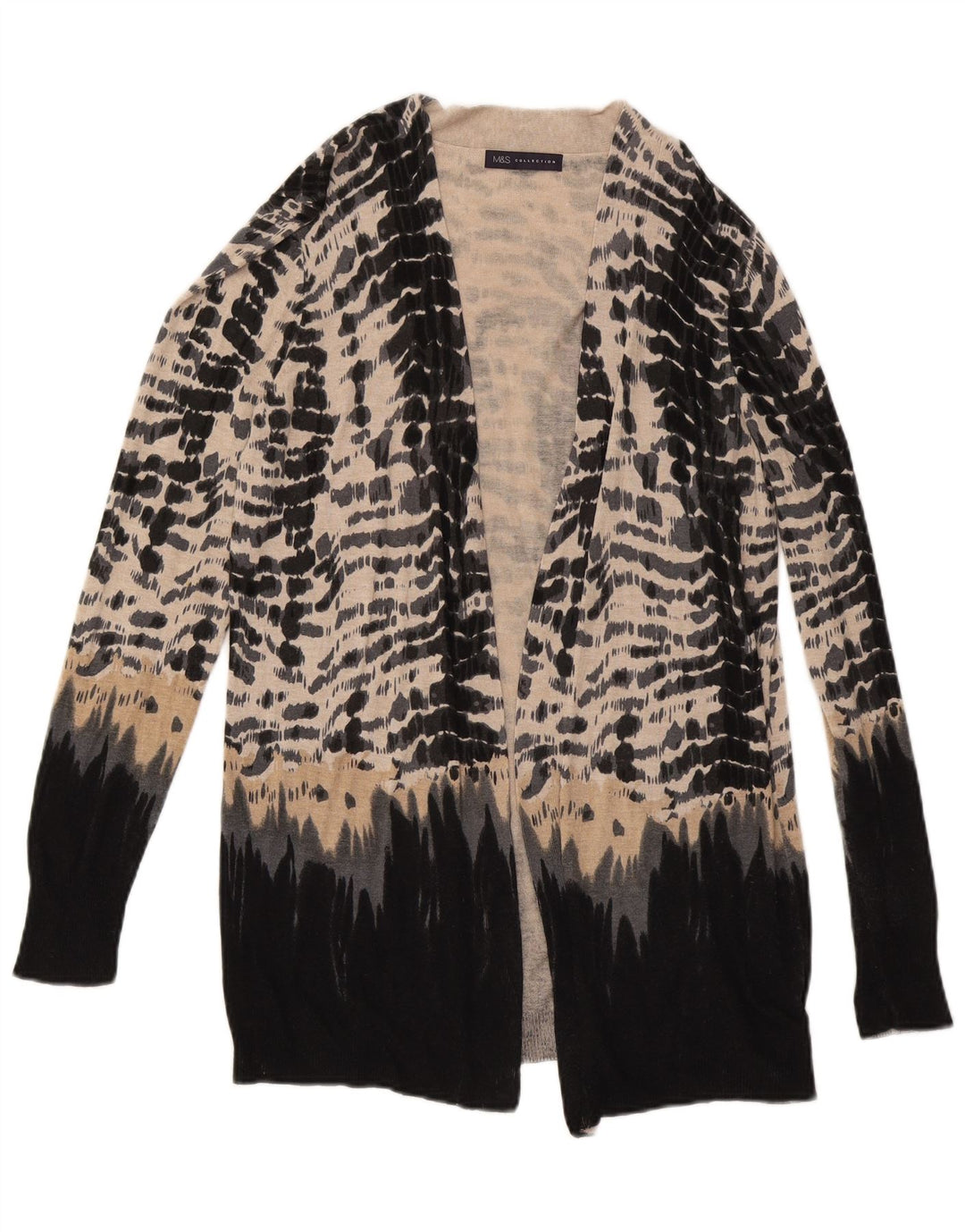 MARKS & SPENCER Damen Longline-Cardigan-Pullover UK 12 Mittelbeige