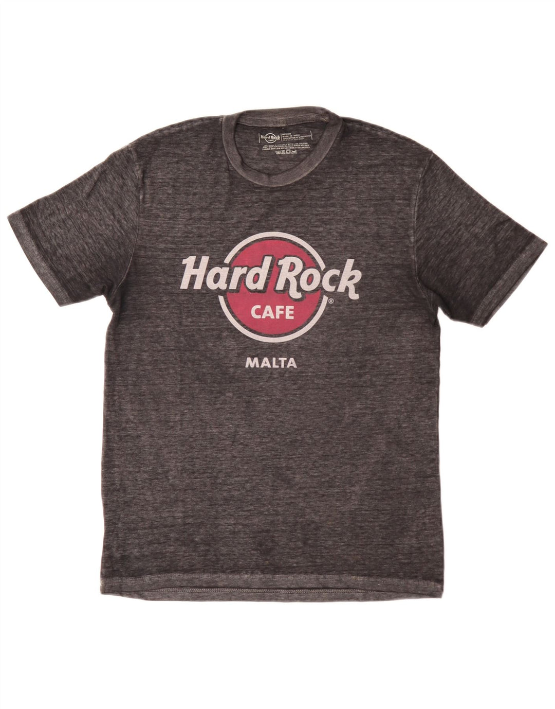 Hard Rock Cafe Herren Malta Grafik-T-Shirt aus mittelgrauer Baumwolle