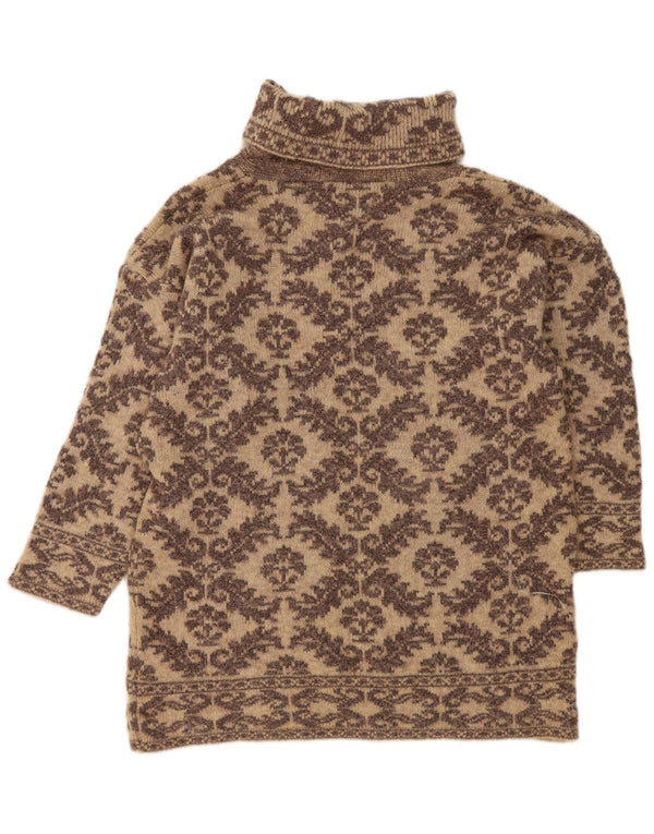 St. Bernard Rollkragenpullover für Damen UK 18/20 XL Beige Paisley-Wolle