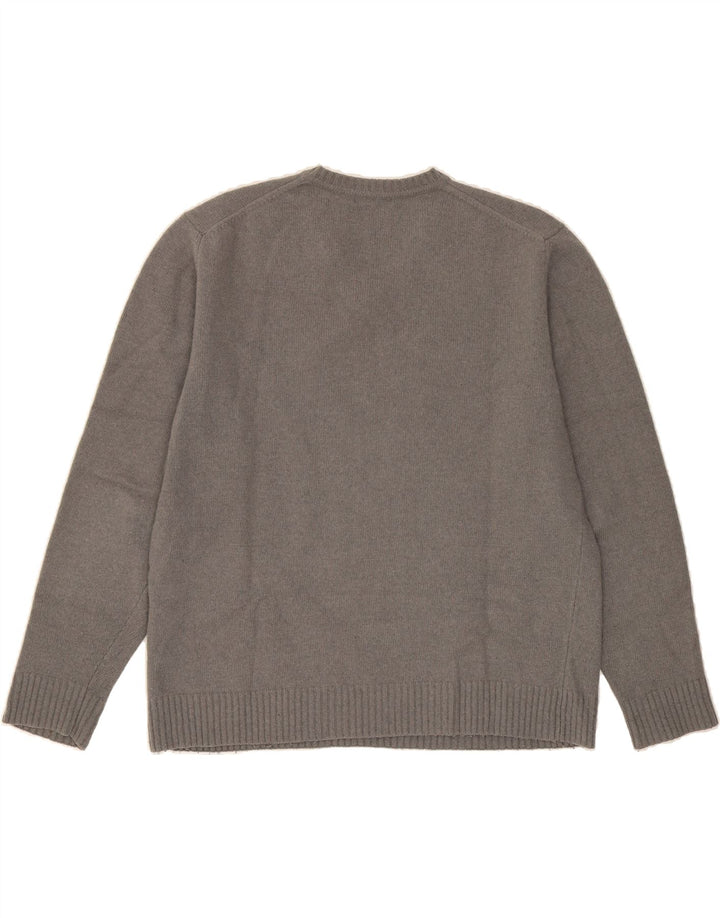 SERGIO TACCHINI Womens V-Neck Jumper Sweater XL Grey Wool Vintage Sergio Tacchini and Second-Hand Sergio Tacchini from Messina Hembry 