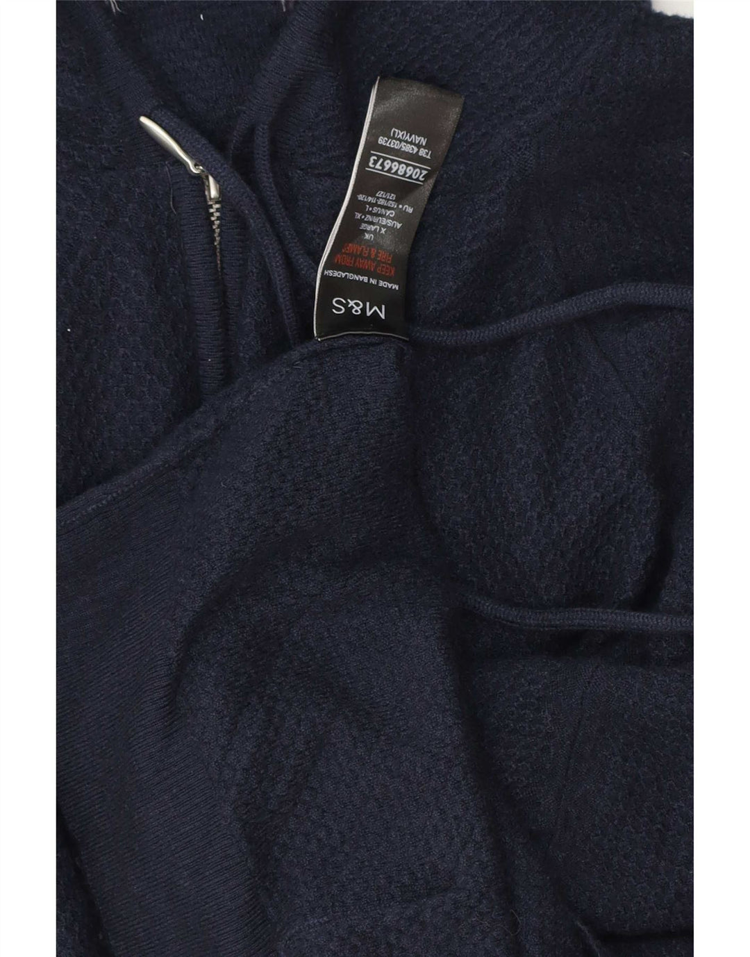 Marks & Spencer Herren-Pullover mit Reißverschluss am Hals, XL, marineblaue Viskose