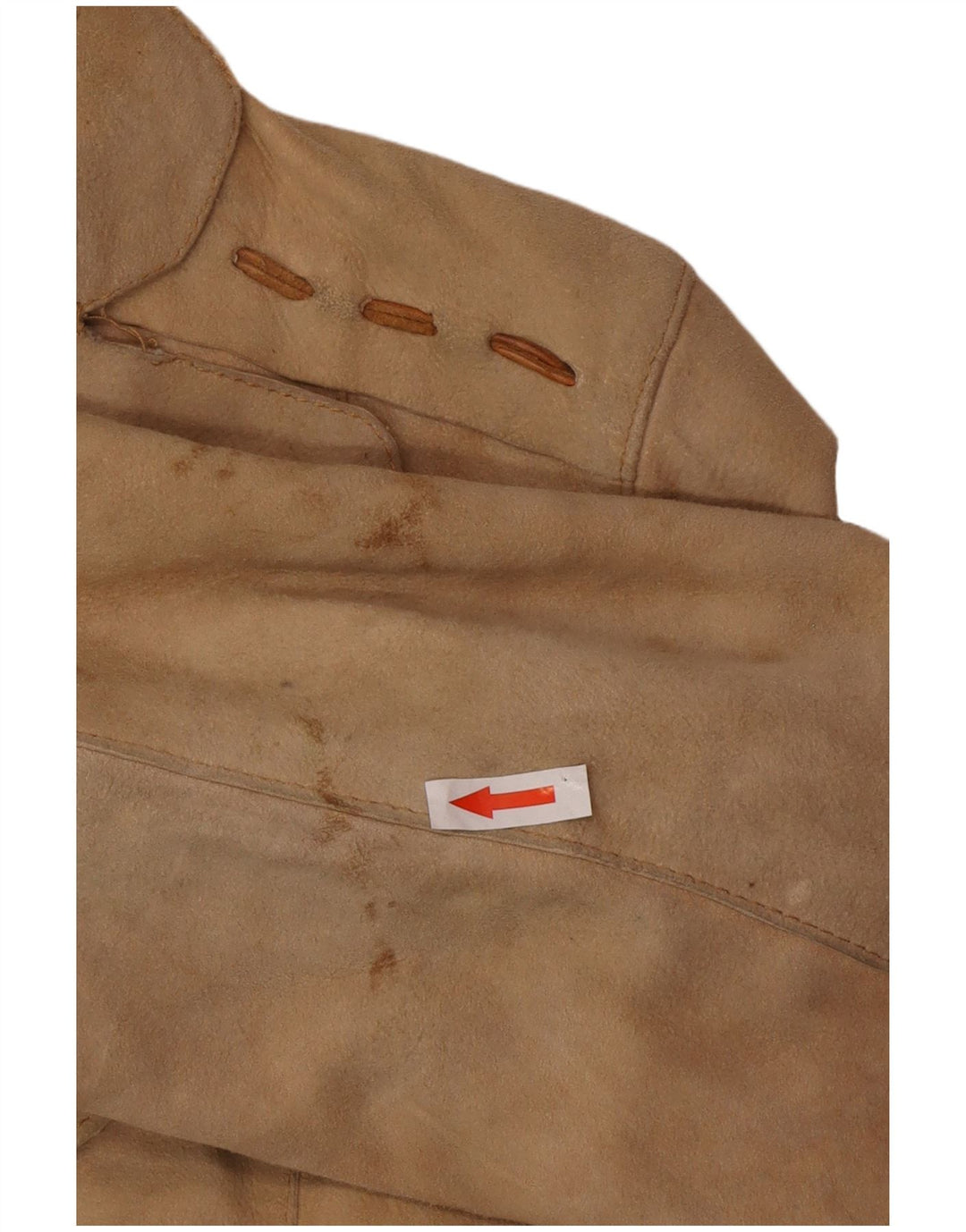 Vintage Damen Wildledermantel UK 12 Medium Beige Leder