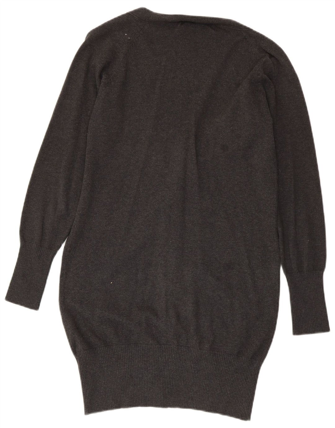 Zara Damen Longline-Cardigan-Pullover UK 12 Mittelgraue Baumwolle