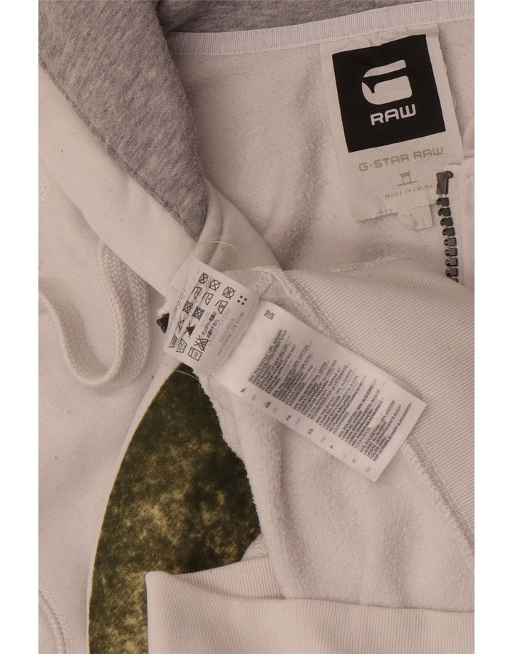 G-Star Herren-Kapuzenpullover mit grafischem Reißverschluss, groß, aus weißem Polyester