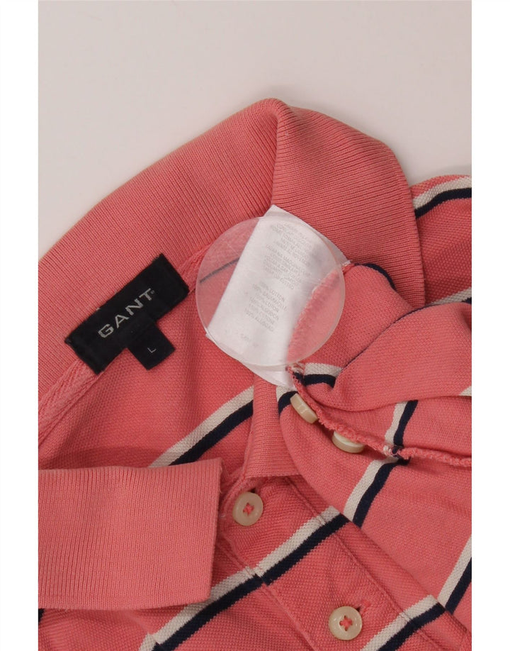 Gant Herren-Poloshirt, groß, rosa gestreift, Baumwolle