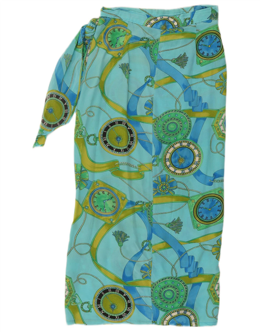 Vintage Damen Wickelrock mit abstraktem Muster W32 Groß Blau
