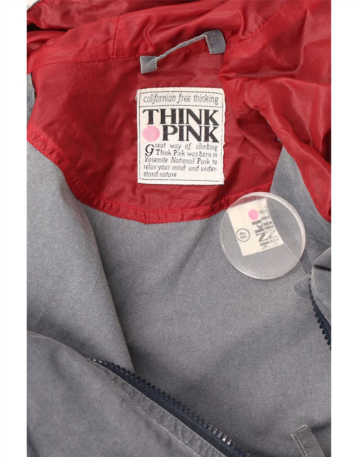 Think Pink Herren-Windbreakerjacke mit Kapuze, UK 48 4XL, graues Polyester