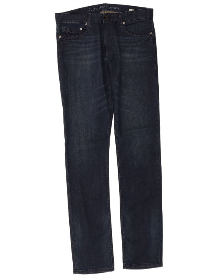 Calvin Klein Damen Slim Jeans W32 L34 Marineblaue Baumwolle