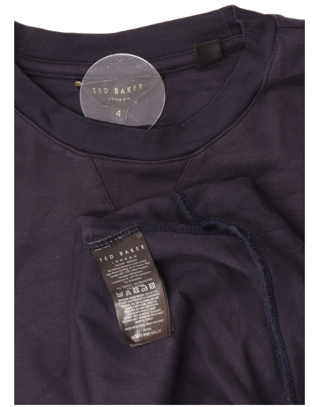 Ted Baker Damen-Sweatshirt-Pullover, Größe 4, groß, marineblaue Viskose