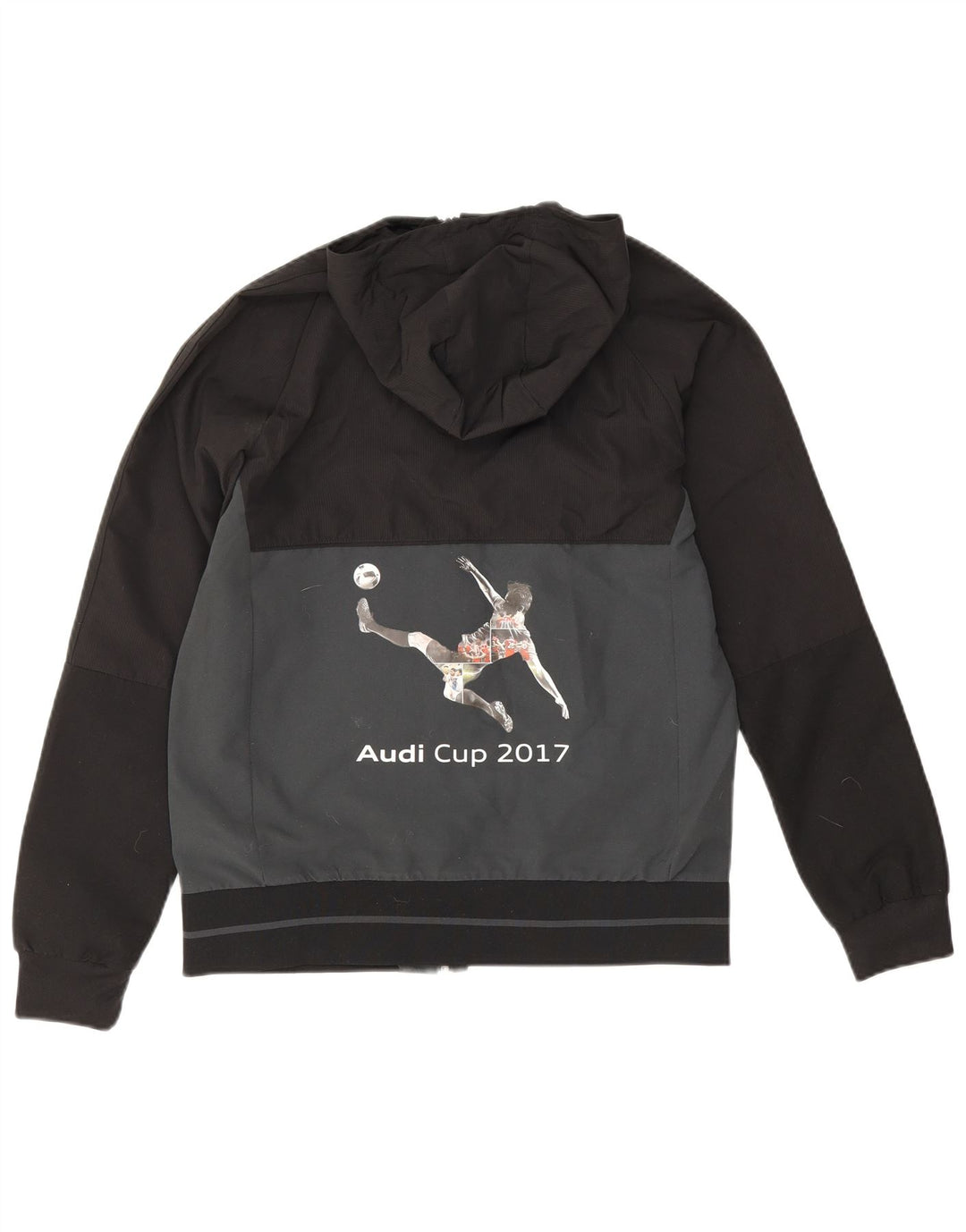 Adidas Jungen-Regenjacke mit Kapuze, 13–14 Jahre, schwarzes Colourblock-Polyester