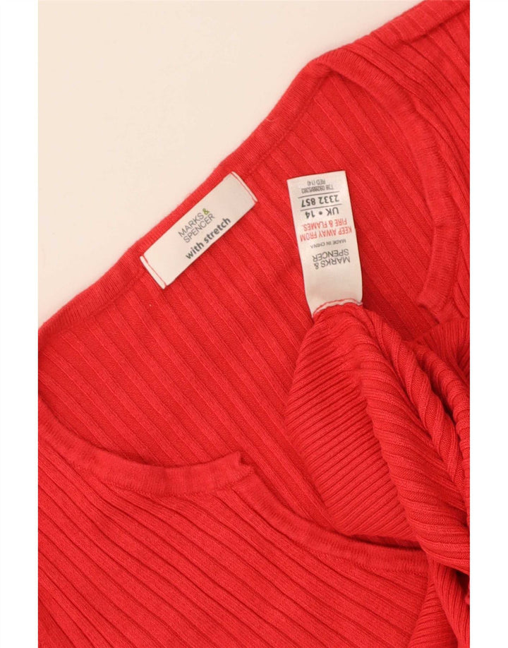 Marks & Spencer Damen T-Shirt Top UK 14 Mittelrote Viskose