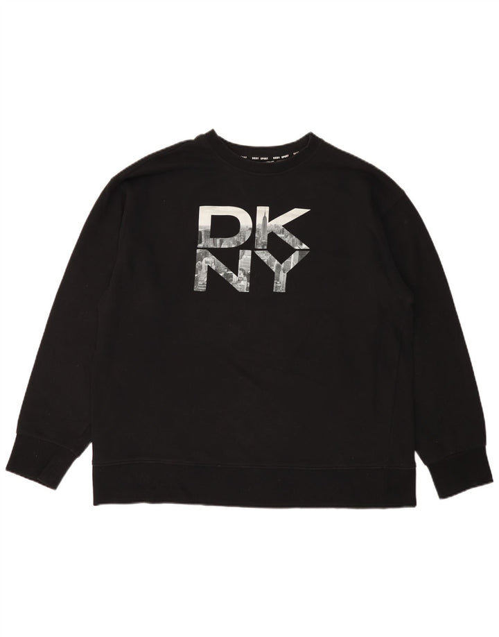 Dkny Herren Grafik-Sweatshirt-Pullover aus mittelschwarzer Baumwolle