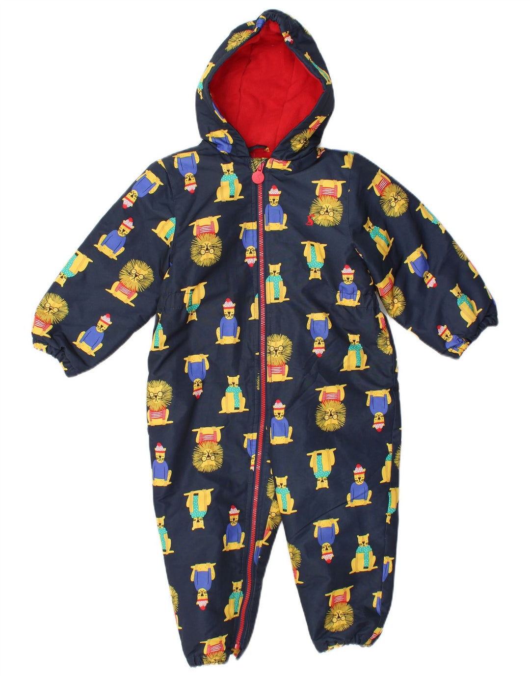 JOULES Jungen-Jumpsuit mit Kapuze draußen, 2–3 Jahre, marineblau, mit Tiermuster