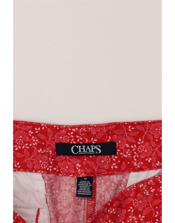 CHAPS Womens Chino Shorts US 10 Large W32  Red Floral Cotton Vintage Chaps and Second-Hand Chaps from Messina Hembry 