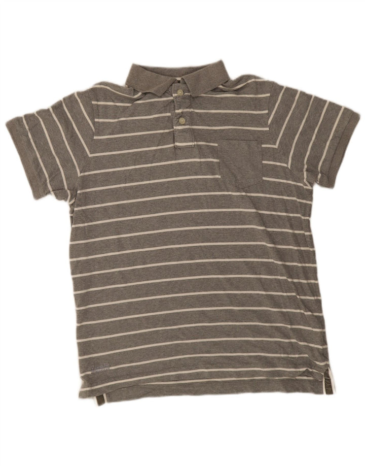 Superdry Herren-Poloshirt 2XL grau gestreift aus Baumwolle