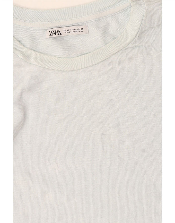 Zara Damen T-Shirt Top UK 12 Mittelblau