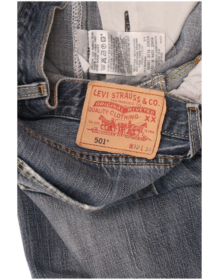 Levi's Herren 501 Distressed Straight Jeans W32 L28 Blaue Baumwolle