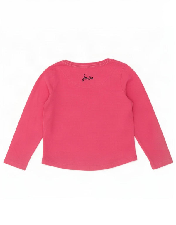 Joules Mädchen-Grafikoberteil, langärmlig, 3–4 Jahre, rosa Baumwolle