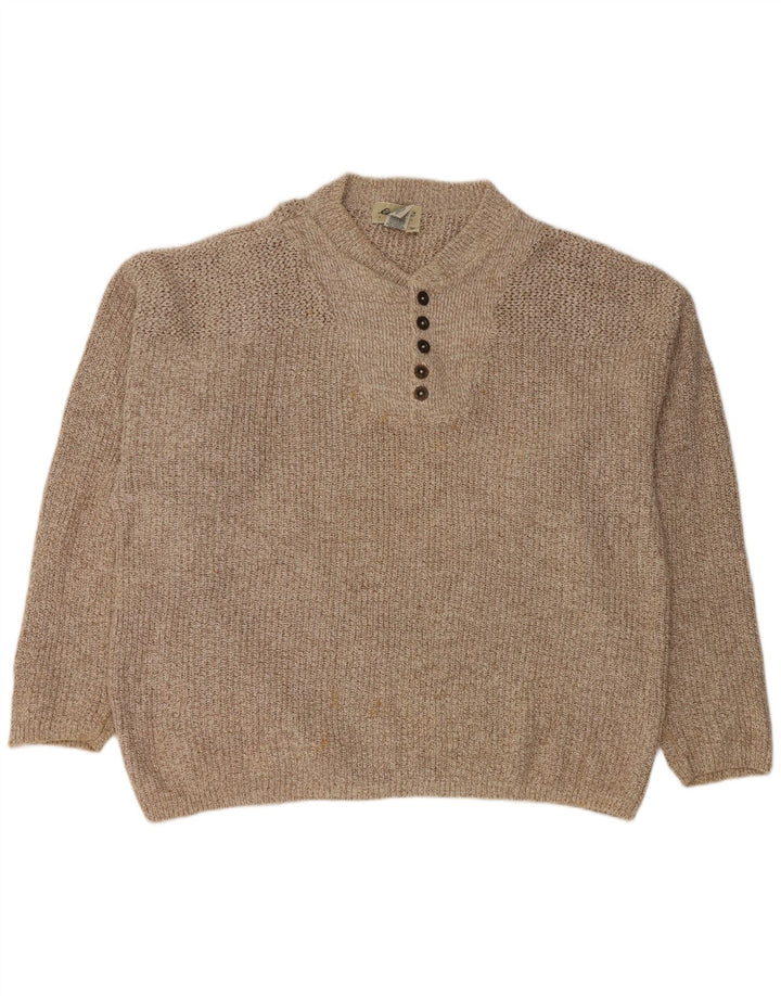 EDDIE BAUER Herren-Pullover, übergroß, Knopfkragen, XL, Beige gefleckt