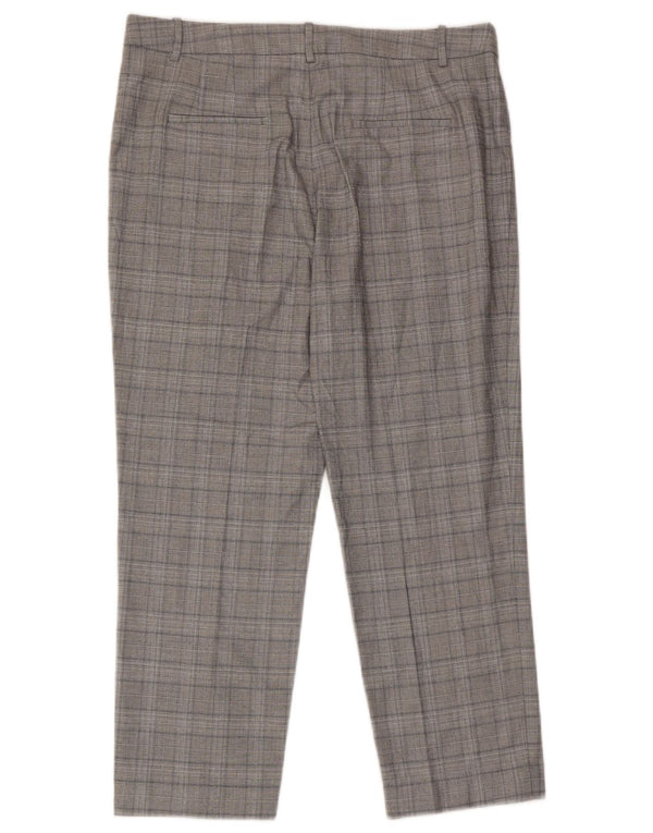 Zara Damen-Crop-Anzughose, groß, W30, L25, grau karierte Viskose