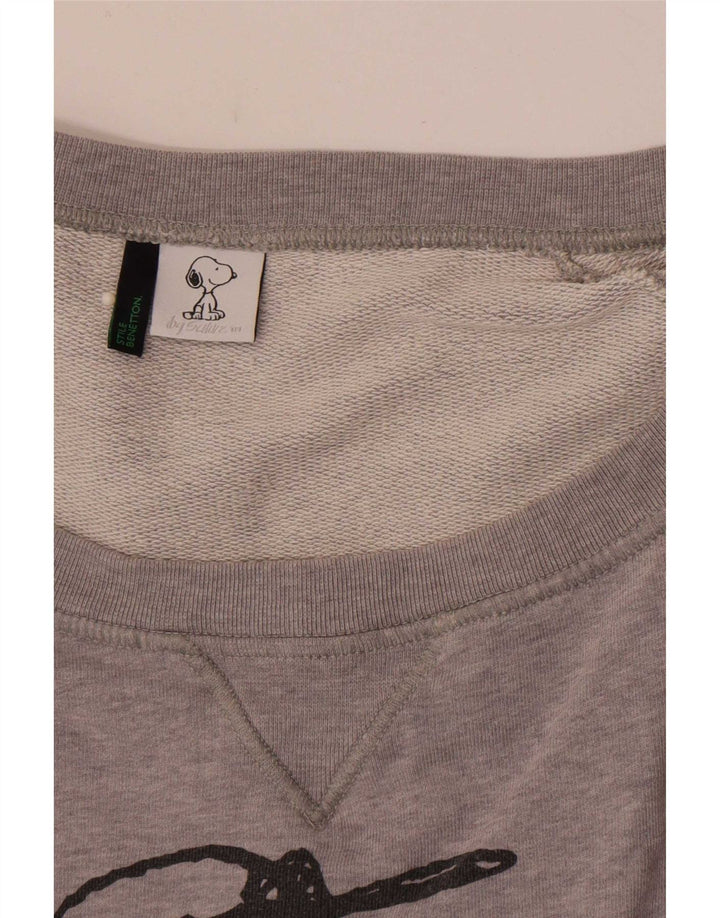 Benetton Womens Peanuts Graphic Sweatshirt Pullover UK 14 Mittelgrau
