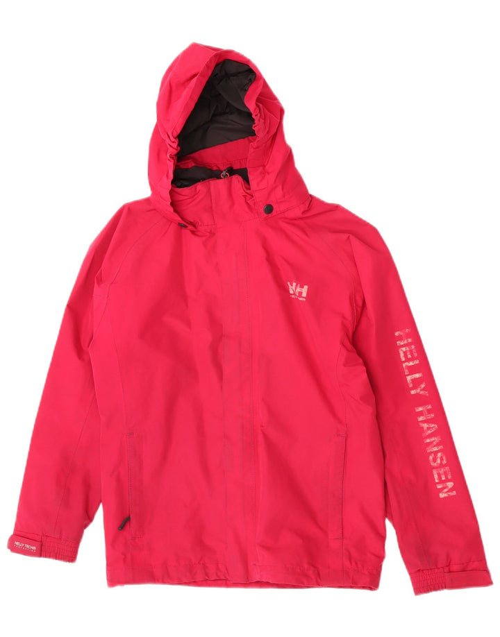Helly Hansen Mädchen-Regenjacke mit Kapuze und Grafik, 11–12 Jahre, rosa, Polyester