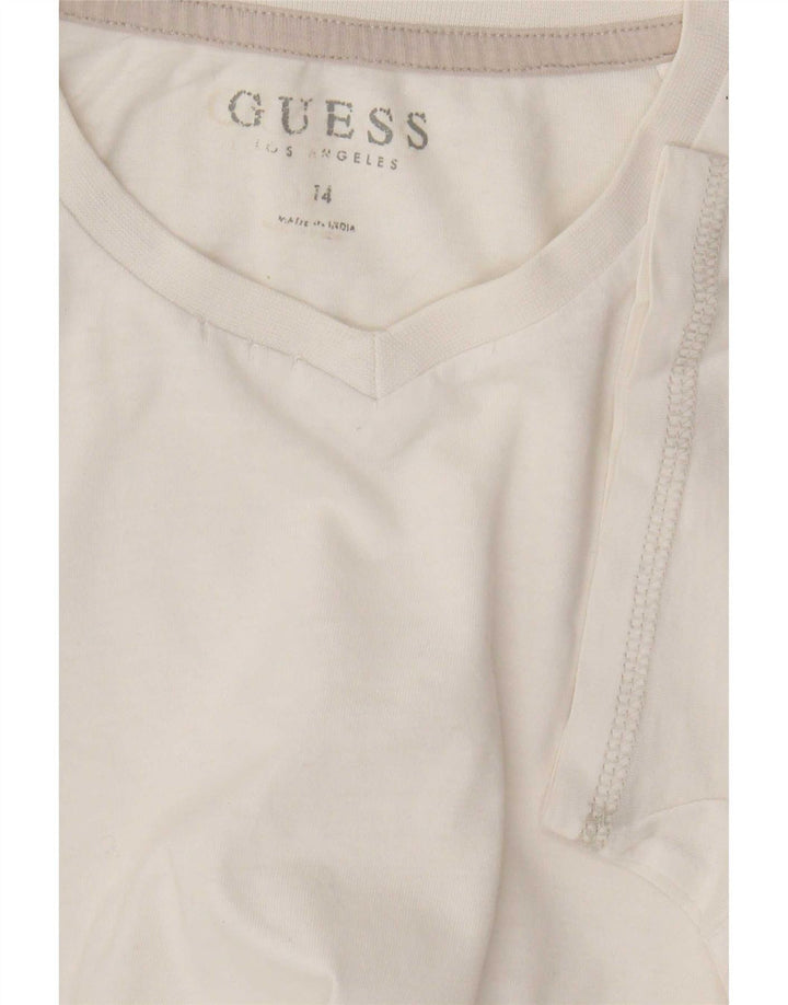 Guess Damen Grafik-T-Shirt-Oberteil UK 14 Medium Weiß