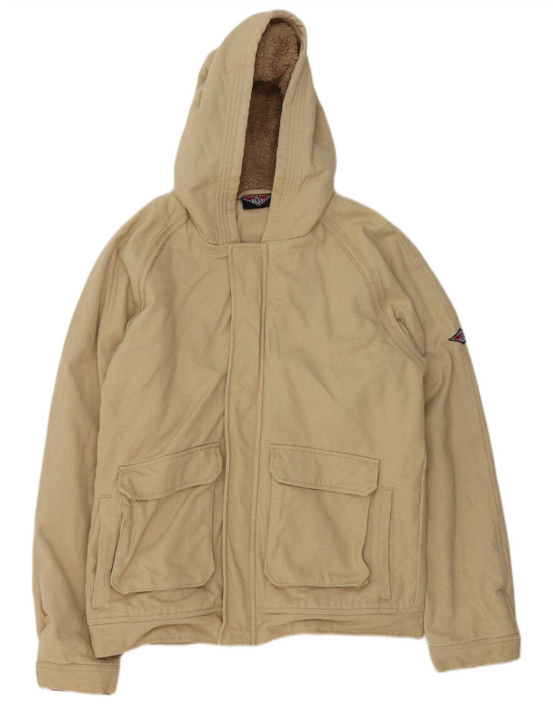 Bear Herren-Bomberjacke mit Kapuze, UK 38, mittelbeige Baumwolle