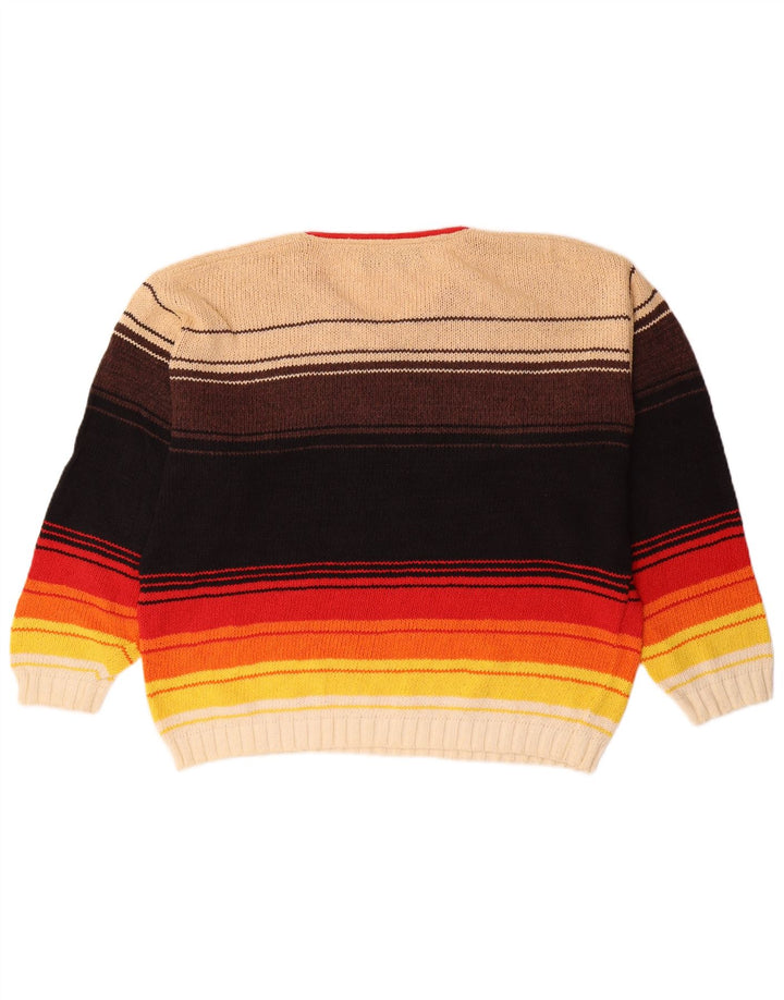 Vintage Herren Pullover mit V-Ausschnitt IT 50 Medium Mehrfarbig gestreift