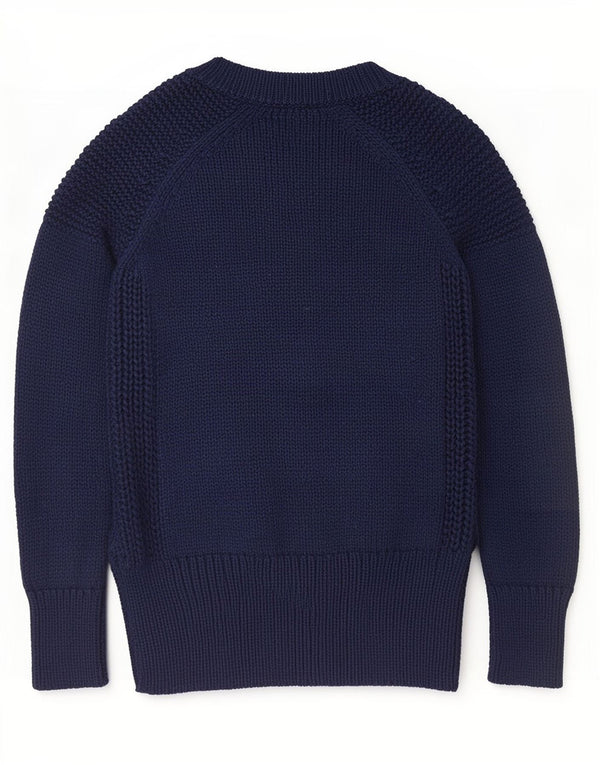Zara Damen-Pullover mit V-Ausschnitt, Gr. 10, Größe S, Marineblau, Baumwolle