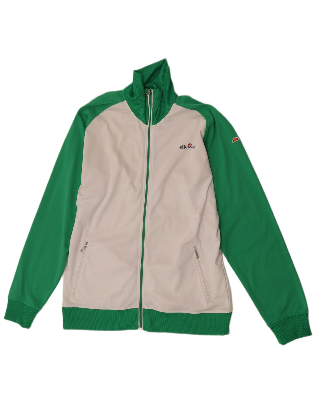 Ellesse Damen-Trainingsanzug-Top-Jacke, UK 20 2XL, weißes Colourblock-Polyester