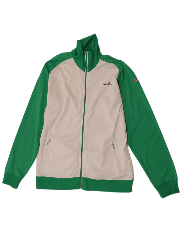 Ellesse Damen-Trainingsanzug-Top-Jacke, UK 20 2XL, weißes Colourblock-Polyester