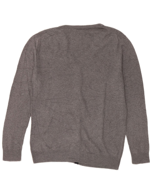 Ellesse Damen-Cardigan-Pullover UK 14 Große graue Baumwolle