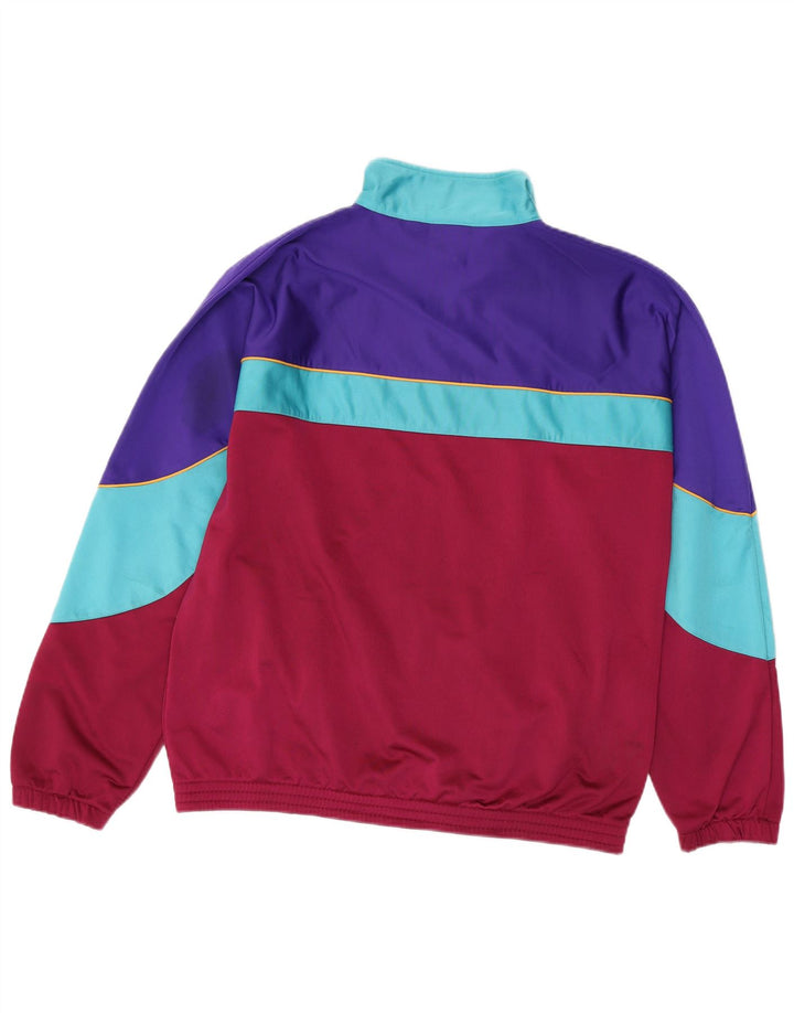 VINTAGE Herren-Trainingsanzug-Oberteil, mittleres Kastanienbraun, Farbblock-Polyester