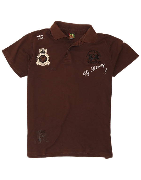 La Martina Herren-Poloshirt mit Grafik, 2XL, braune Baumwolle