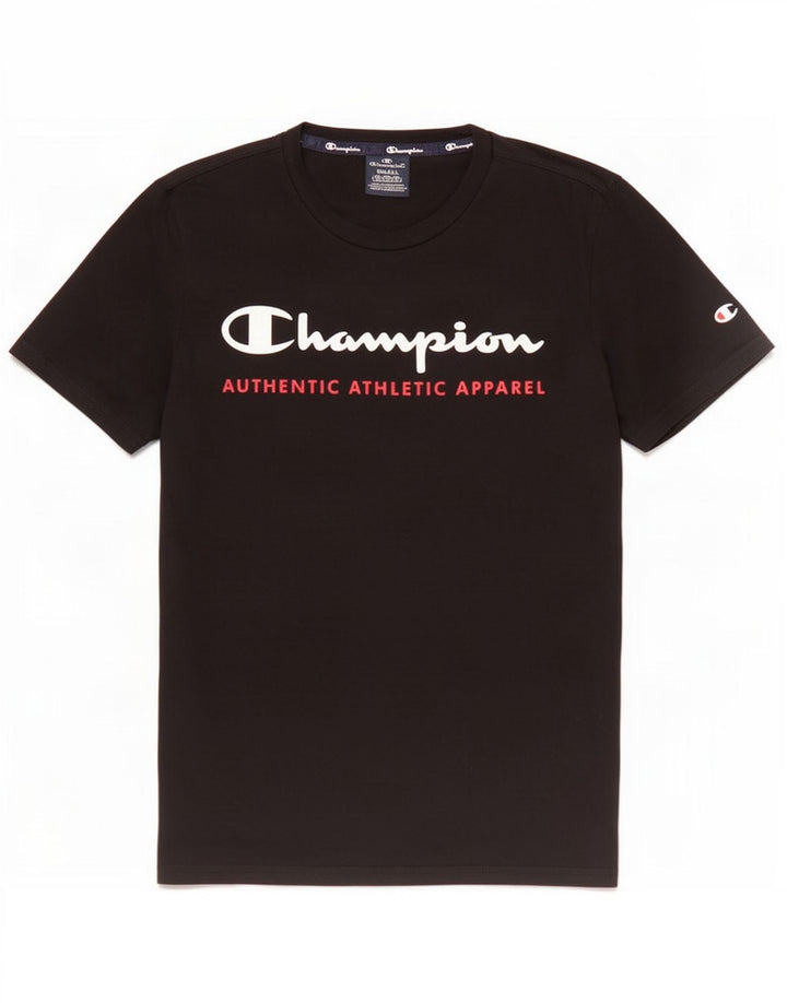 Champion Herren-T-Shirt mit Grafik, Größe S, schwarze Baumwolle