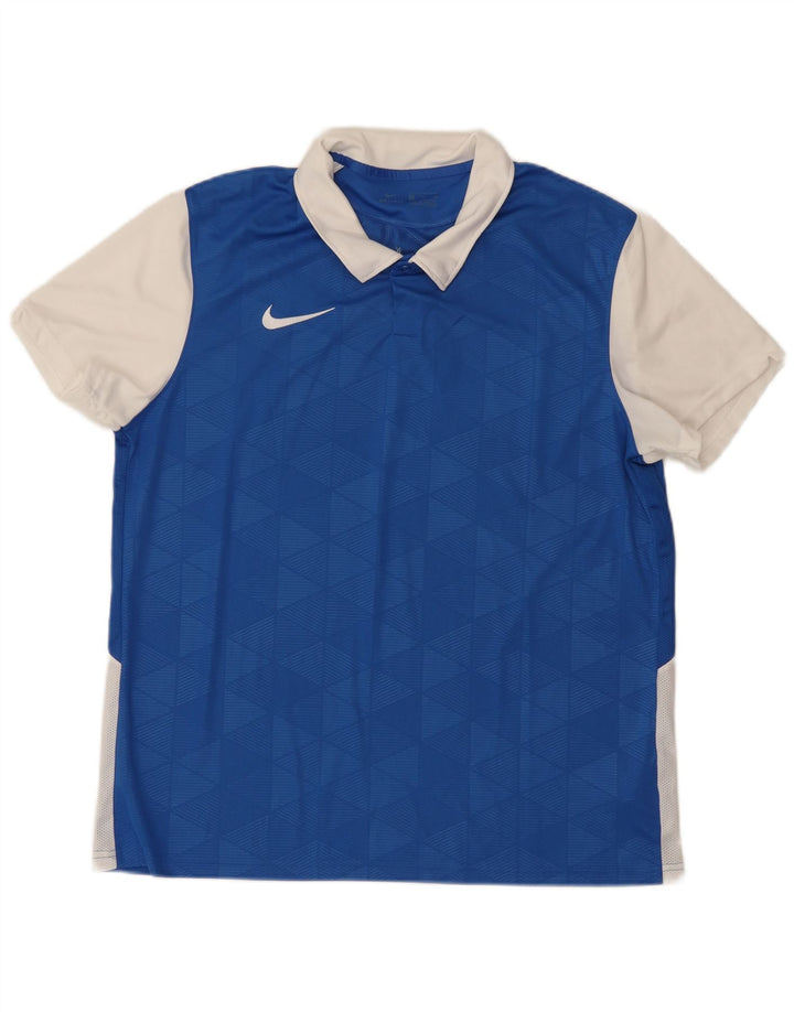NIKE Herren-Poloshirt XL, blaues Colourblock-Polyester
