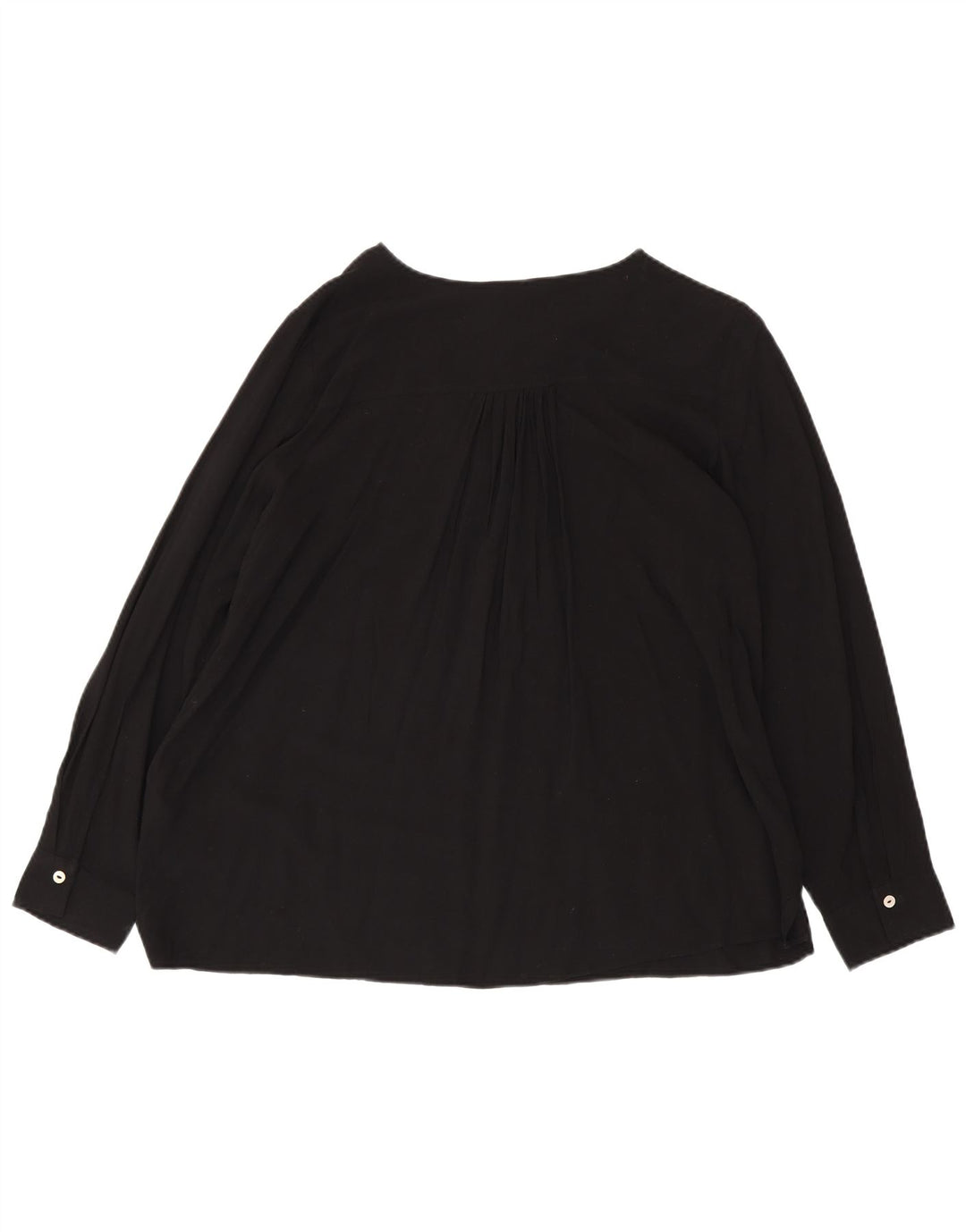 MARKS & SPENCER Damen Langarm-Blusenoberteil UK 16 Große schwarze Viskose