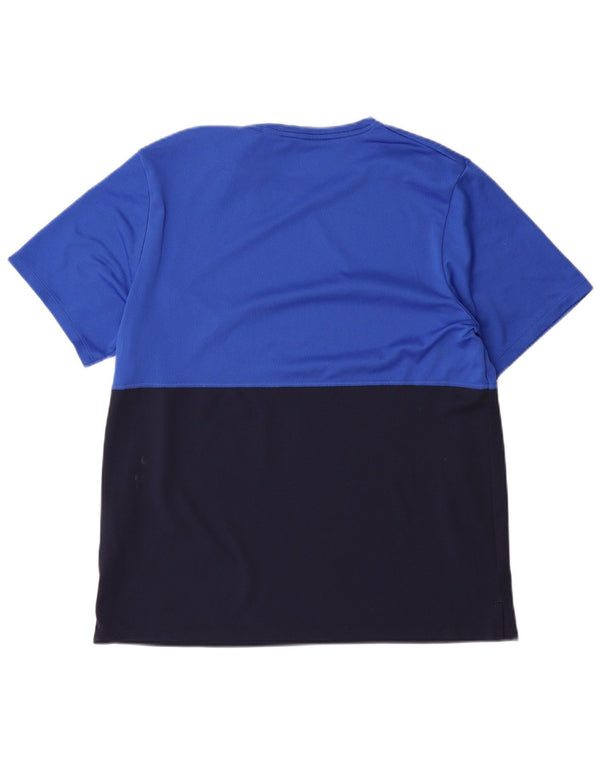 Nike Damen Dri Fit T-Shirt Top UK 16 Large Blau Colourblock Polyester