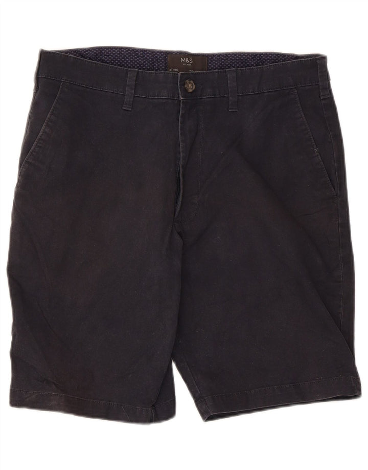 MARKS & SPENCER Herren-Chinoshorts mit normaler Passform, W32, mittelmarineblaue Baumwolle