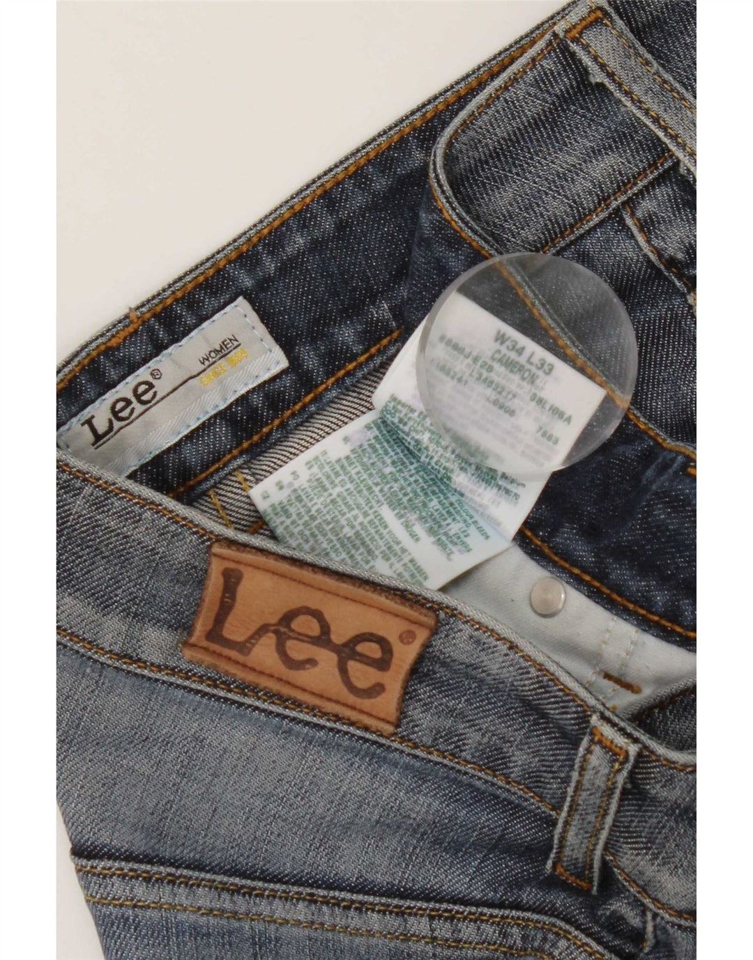 Lee Damen Cameron Bootcut Jeans W34 L28 Blaue Baumwolle