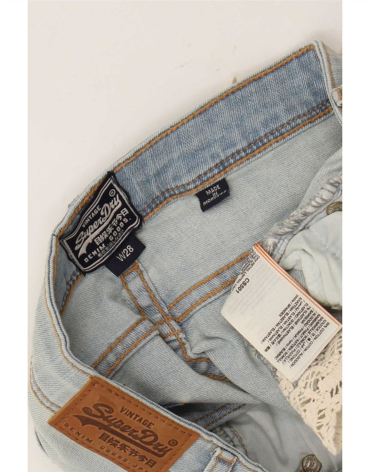 Superdry Damen Jeansshorts W28 mittelblaue Baumwolle